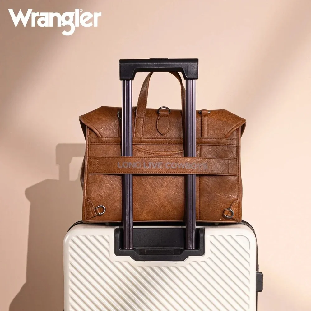 Wrangler Top Handle Carry Satchel/Laptop Bag/Backpack/Crossbody Brown